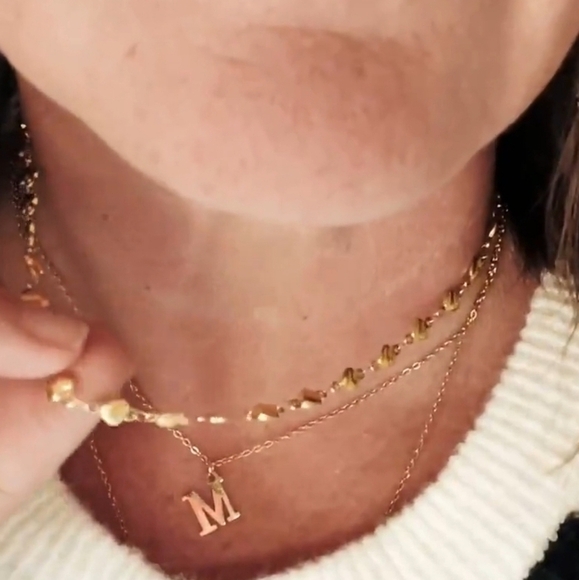 Heart Chain Gold Necklace, Dainty Heart Chain, Minimalist, Choker - Picture 3 of 7